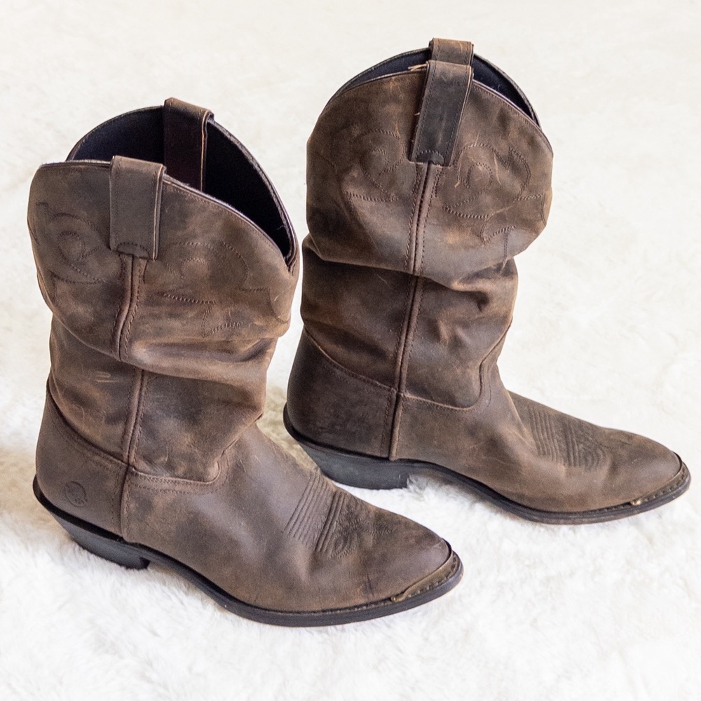 Double H Brown Leather Cowboy Boots - Picture 4 of 10